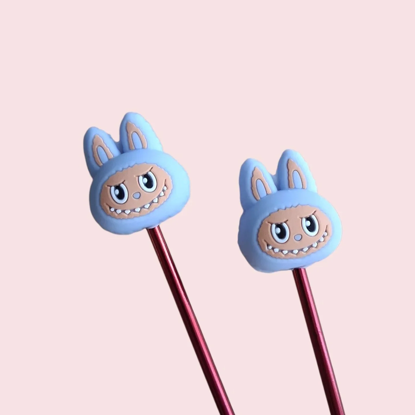 Embouts protecteurs en silicone 3D pour aiguilles à tricoter Labubu Bleu