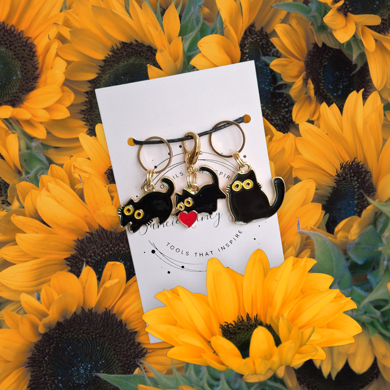 Marqueurs de mailles chats noirs