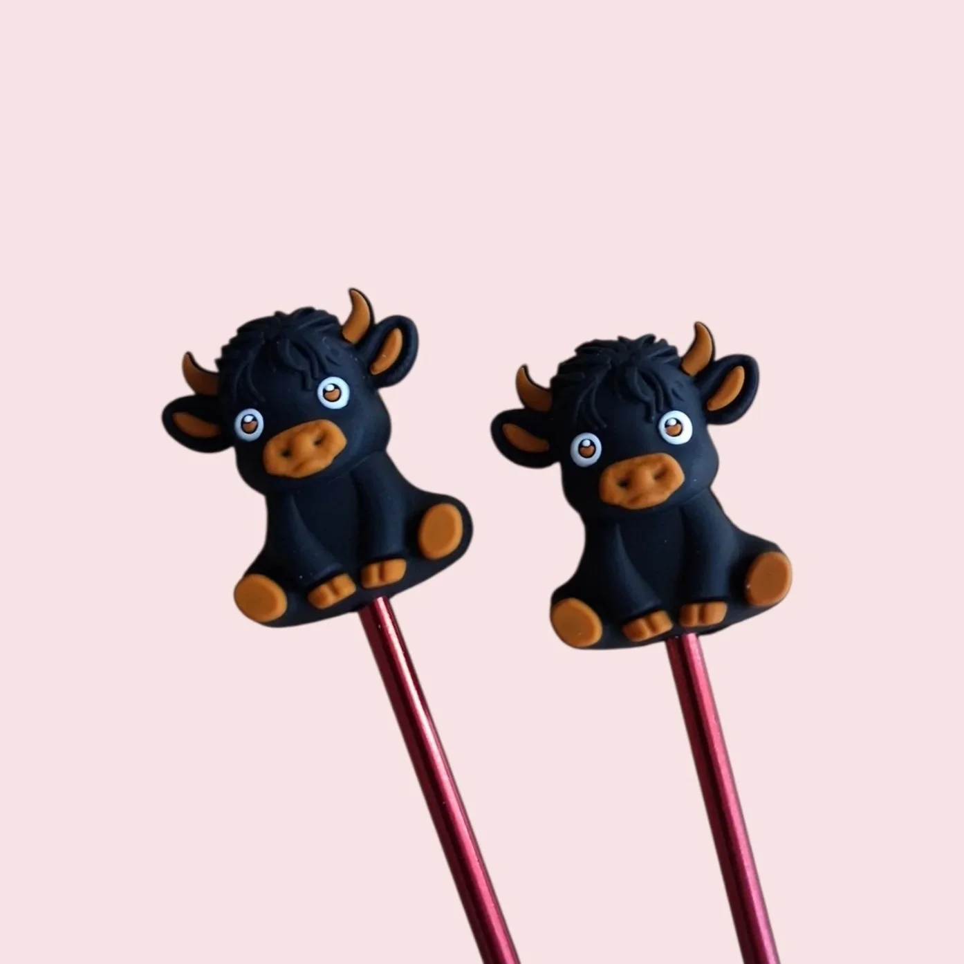 Embouts en silicone 3D pour aiguilles à tricoter vache highland noire