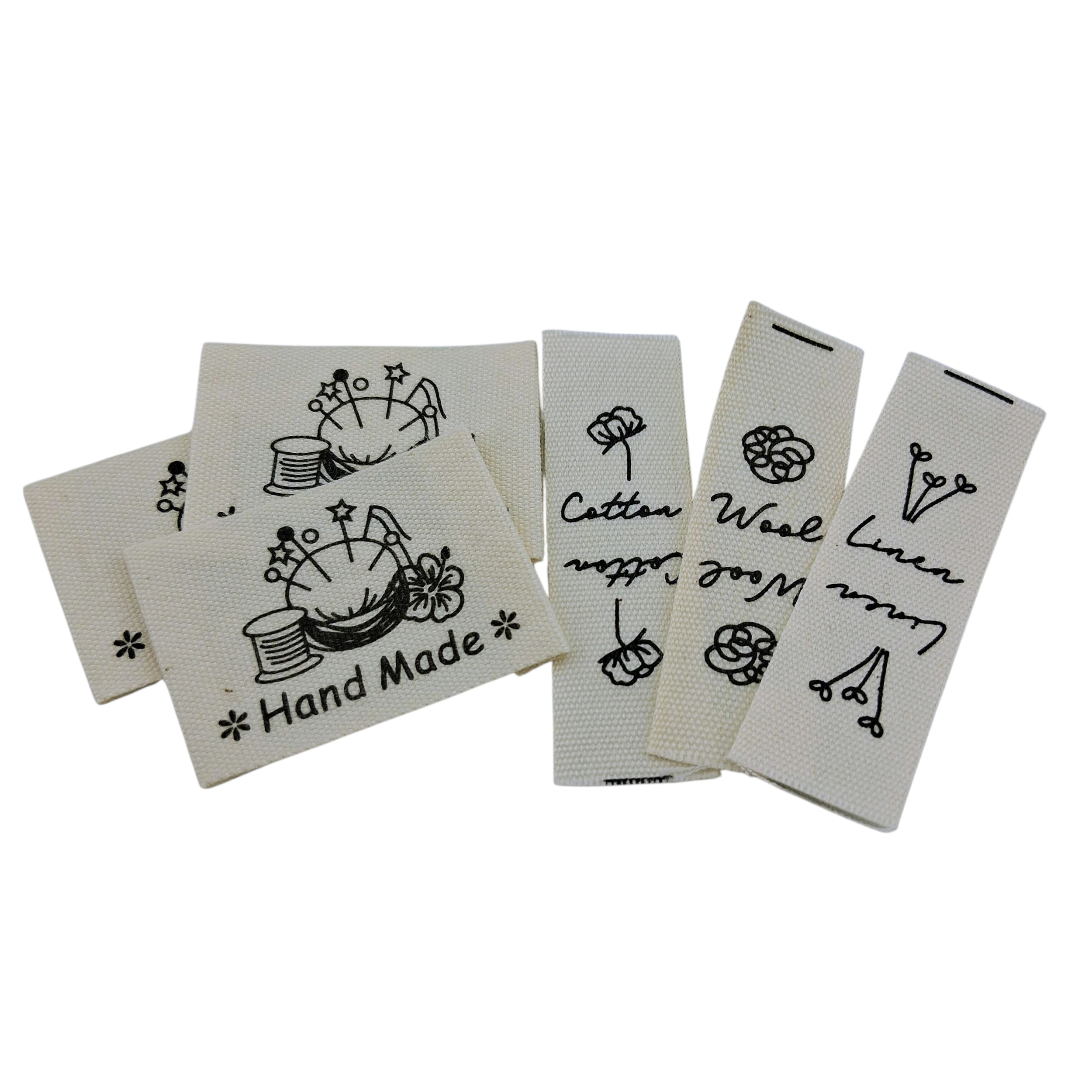 Étiquettes en tissu de couture Handmade sewing fabric labels