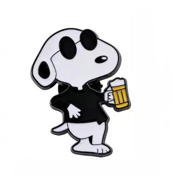 Épinglette émaillée Snoopy prend une bière