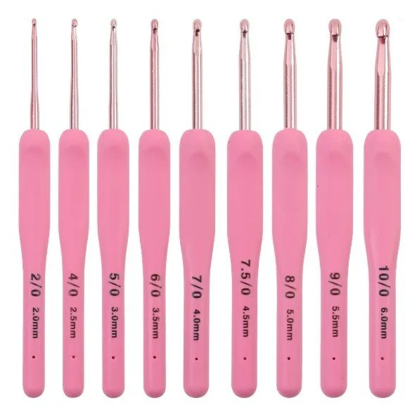 Ensemble de crochets ergonomiques roses Pink ergonomic crochet hooks set