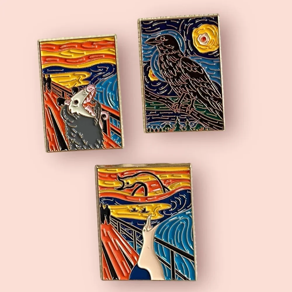 Aimant à aiguilles opossum corbeau mouette