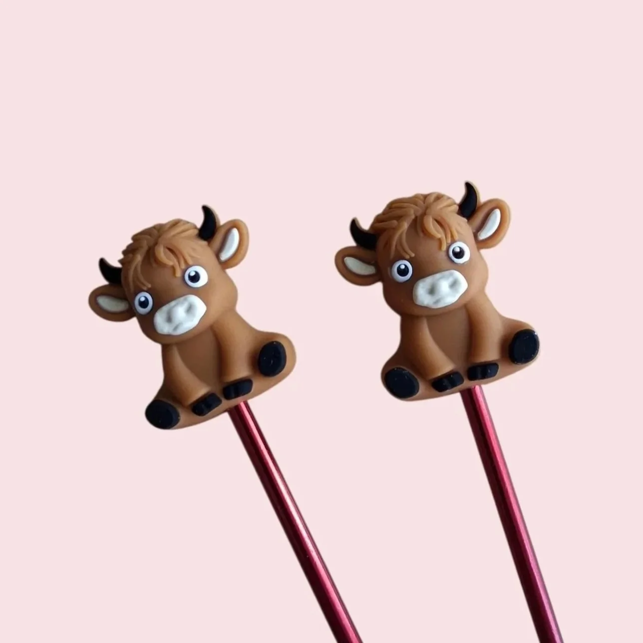 Embouts en silicone 3D pour aiguilles à tricoter vache highland brune