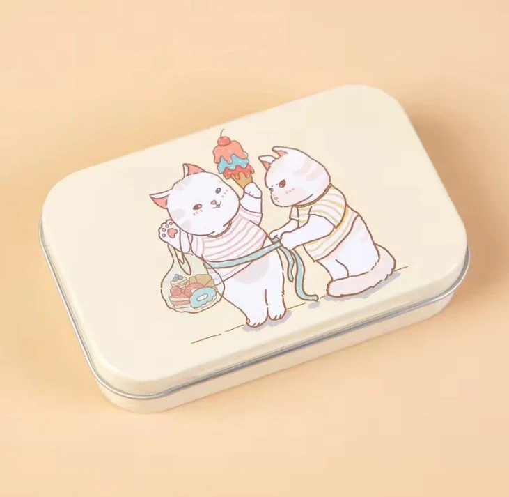 Boîte métallique compacte à charnière Oursons couple Bear couple tin box