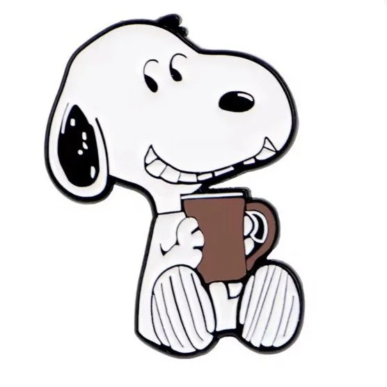 Épinglette émaillée Snoopy prend son café