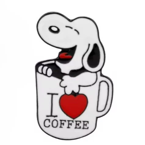 Épinglette émaillée Snoopy I love coffee