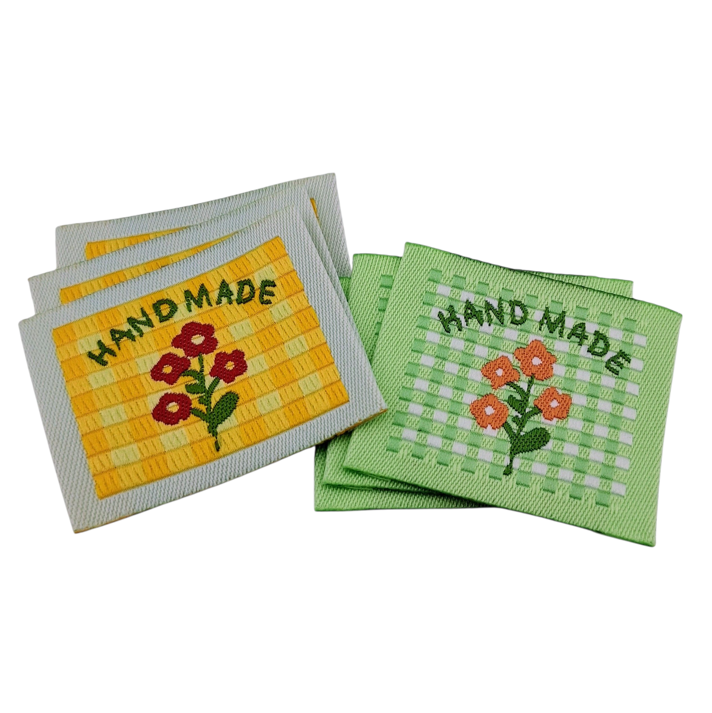 Étiquettes en tissu à fleurs et à carreaux flowers and checks fabric labels
