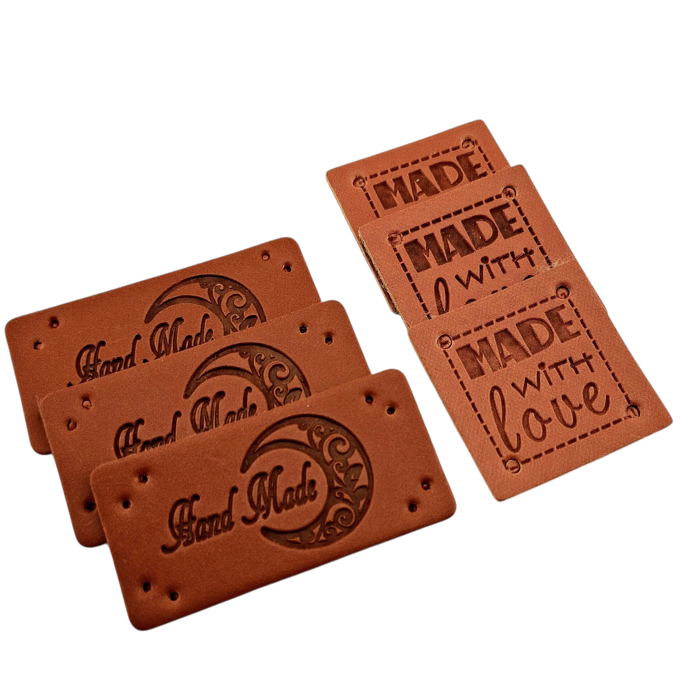 Étiquettes faux cuir Hand Made and Made with love imitation leather labels