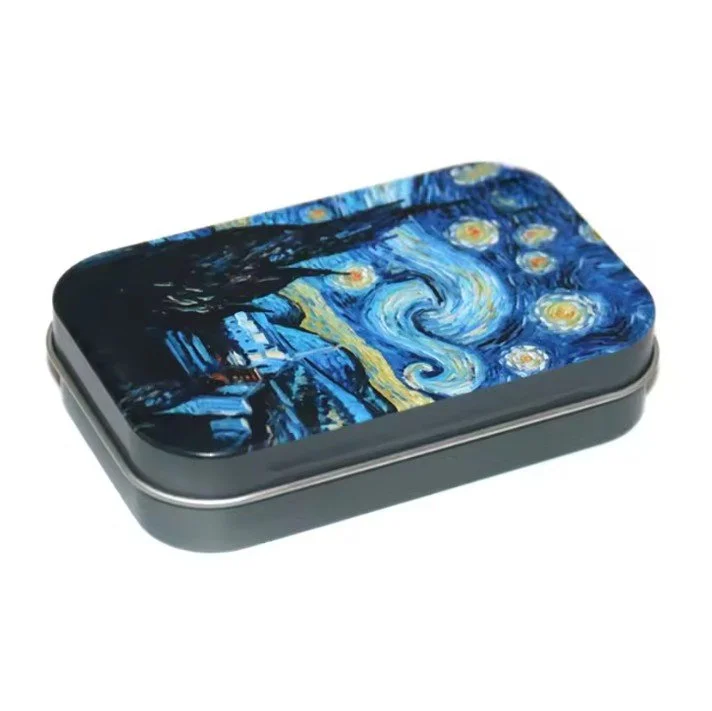 Boîte métallique compacte à charnière La Nuit étoilée Starry Night tin box