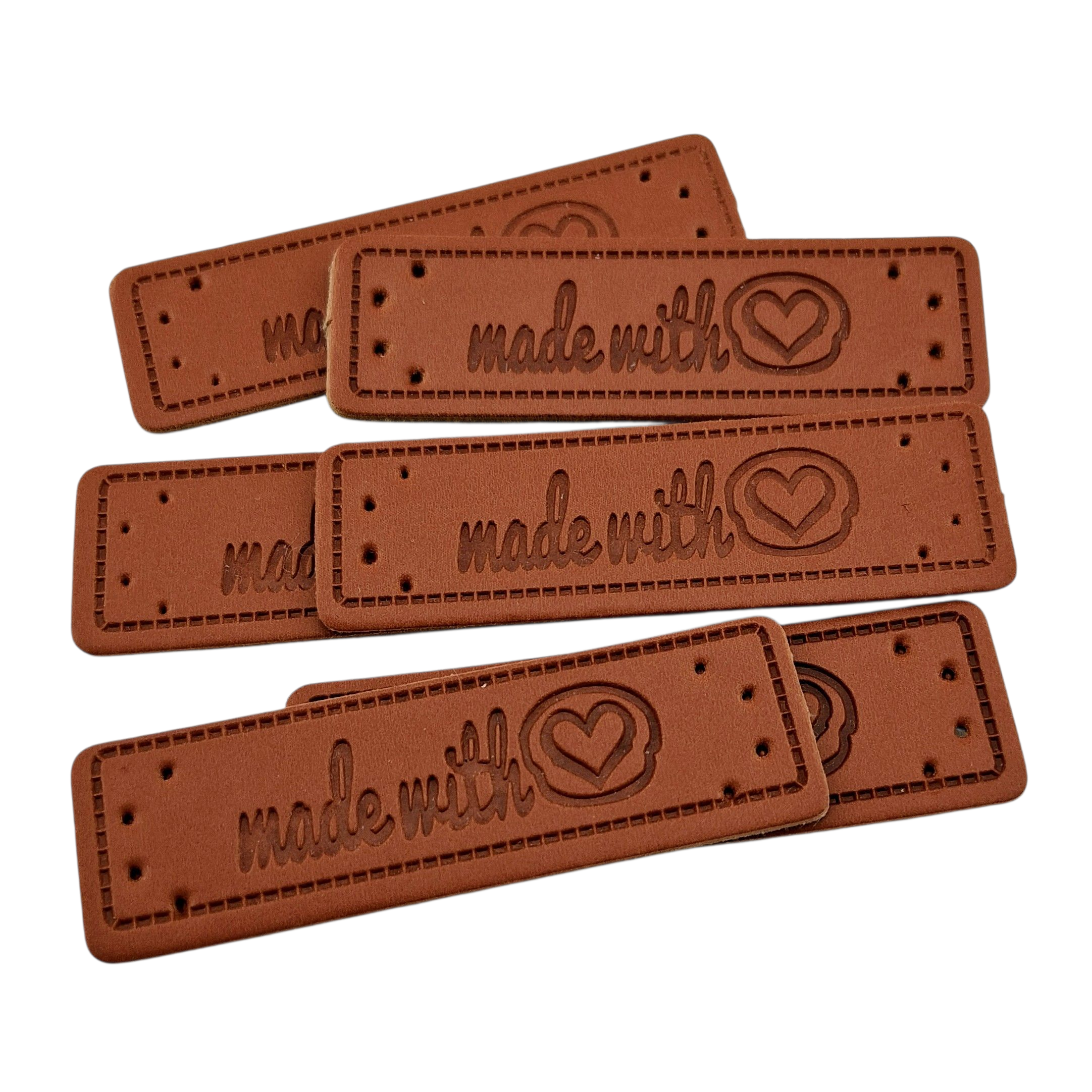 Étiquettes faux cuir Made with heart imitation leather labels