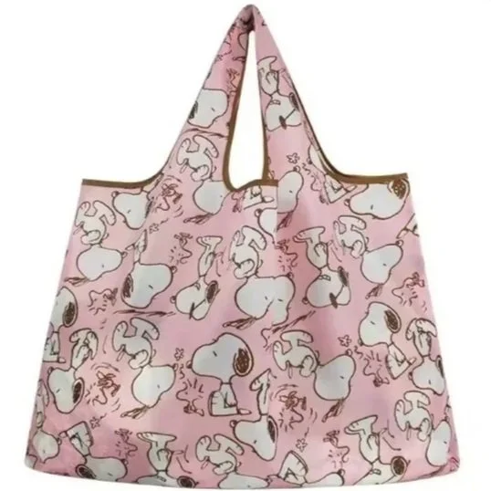 Grand sac réutilisable rose pâle Snoopy Peanuts light pink large reusable bag