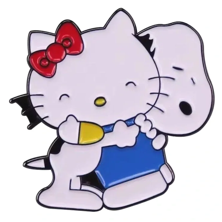 Épinglette émaillée Snoopy et Hello Kitty