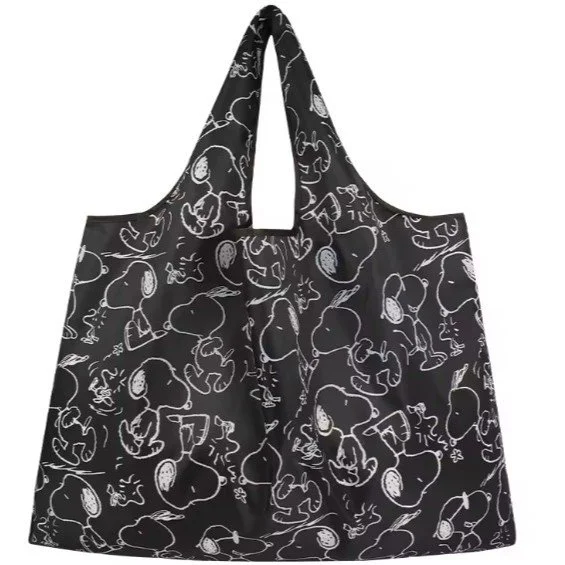 Grand sac réutilisable noir Snoopy Peanuts black large reusable bag