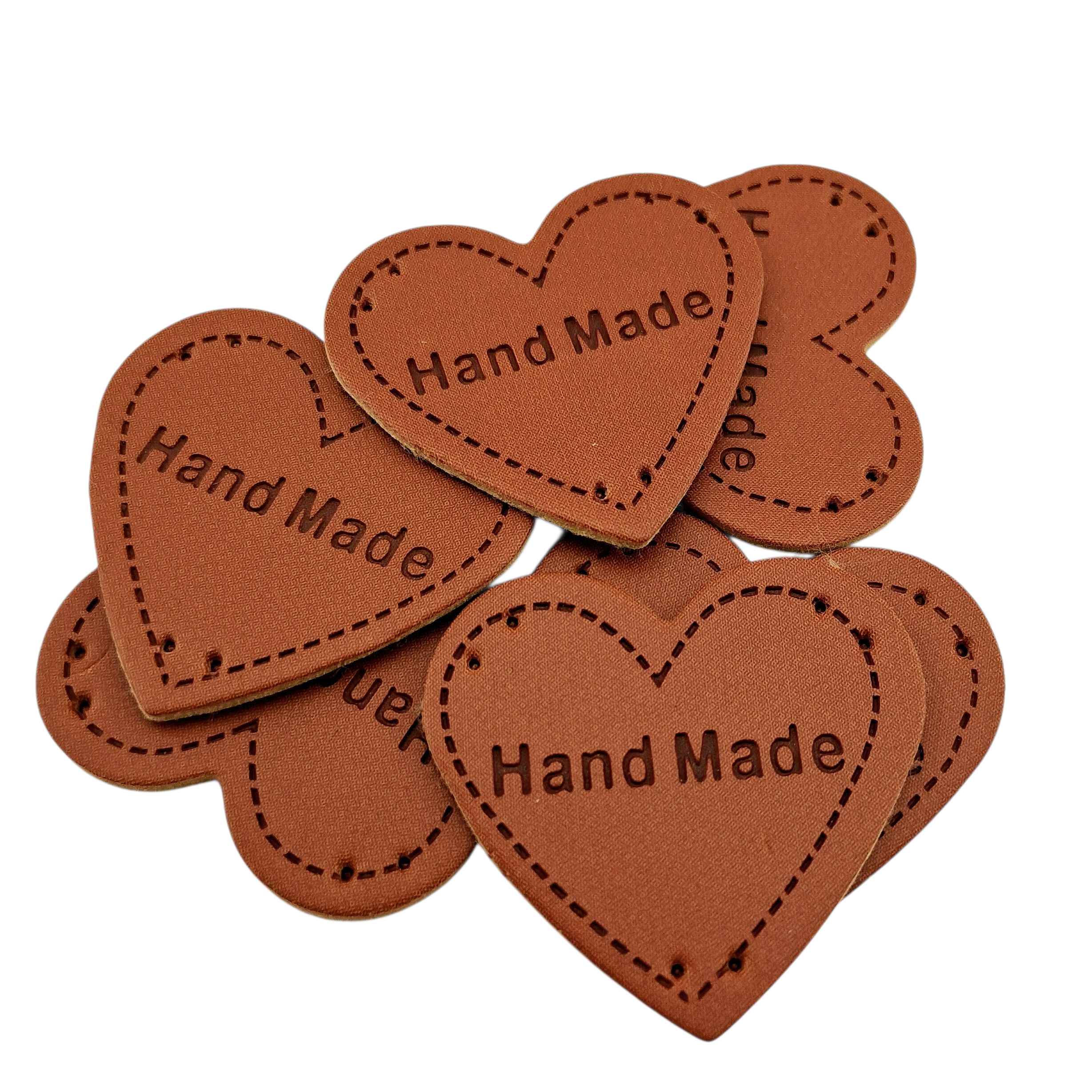 Étiquettes faux cuir grand coeur Hand Made large heart imitation leather labels