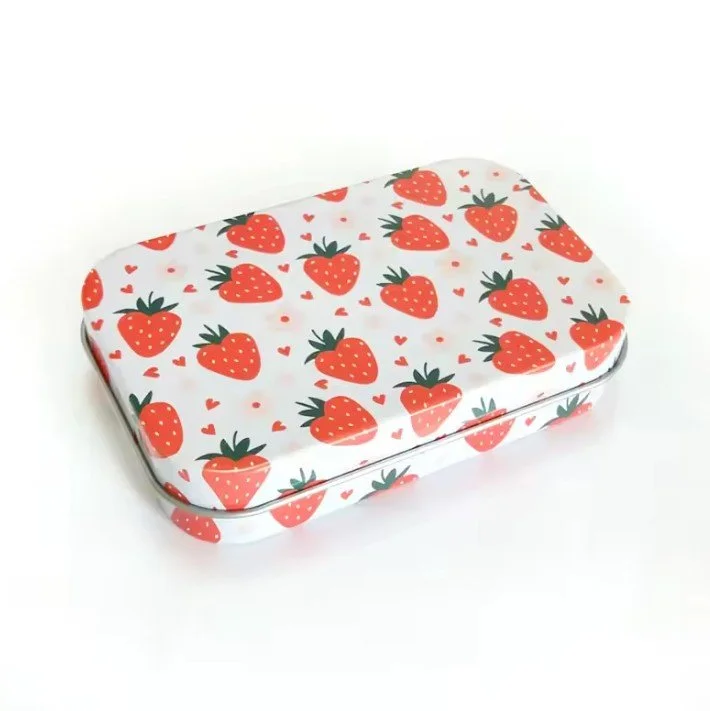 Boîte métallique compacte à charnière Fraises Strawberry tin box