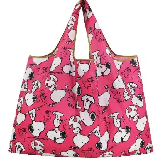 Grand sac réutilisable rose Snoopy Peanuts pink large reusable bag