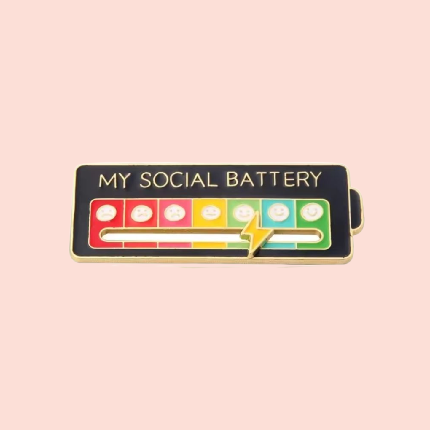 Épinglette émaillée pensées positives My social battery black pin