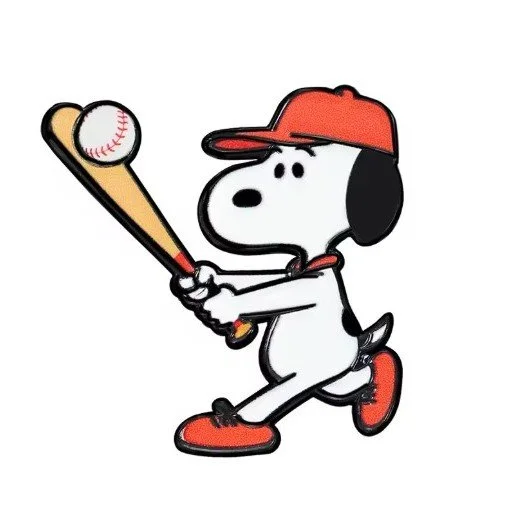 Épinglette émaillée Snoopy joue au baseball
