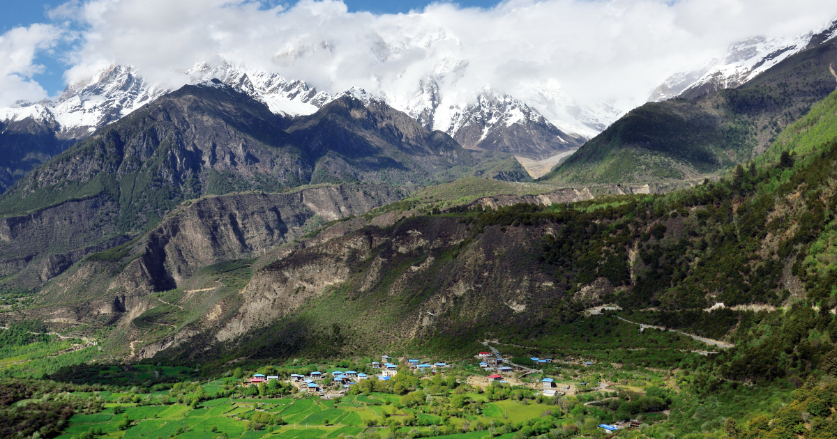 Brahmaputra Valley landscape, North East India.