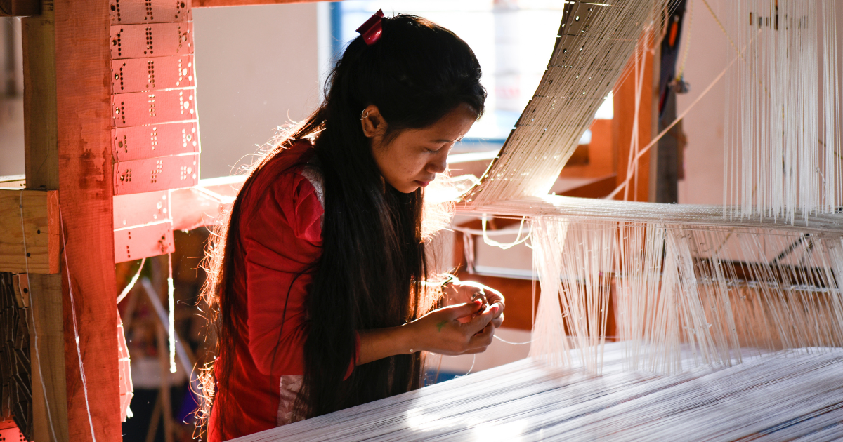 weaver at handloom, Guwahati, Assam