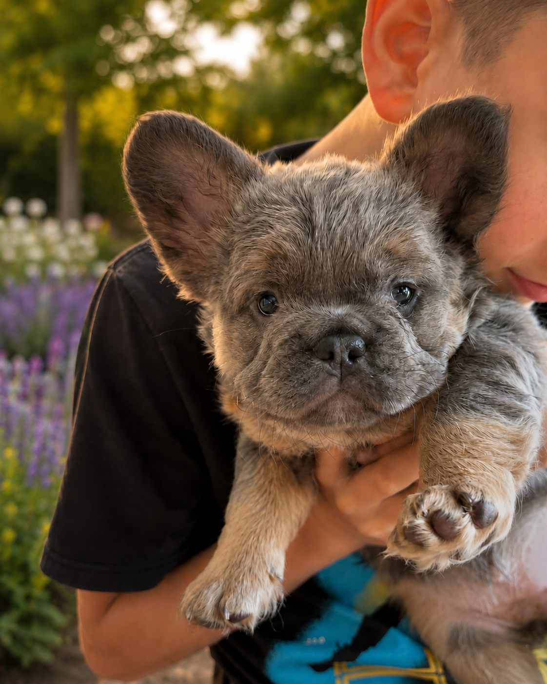 Blue and tan fluffy frenchie raised with kids.png