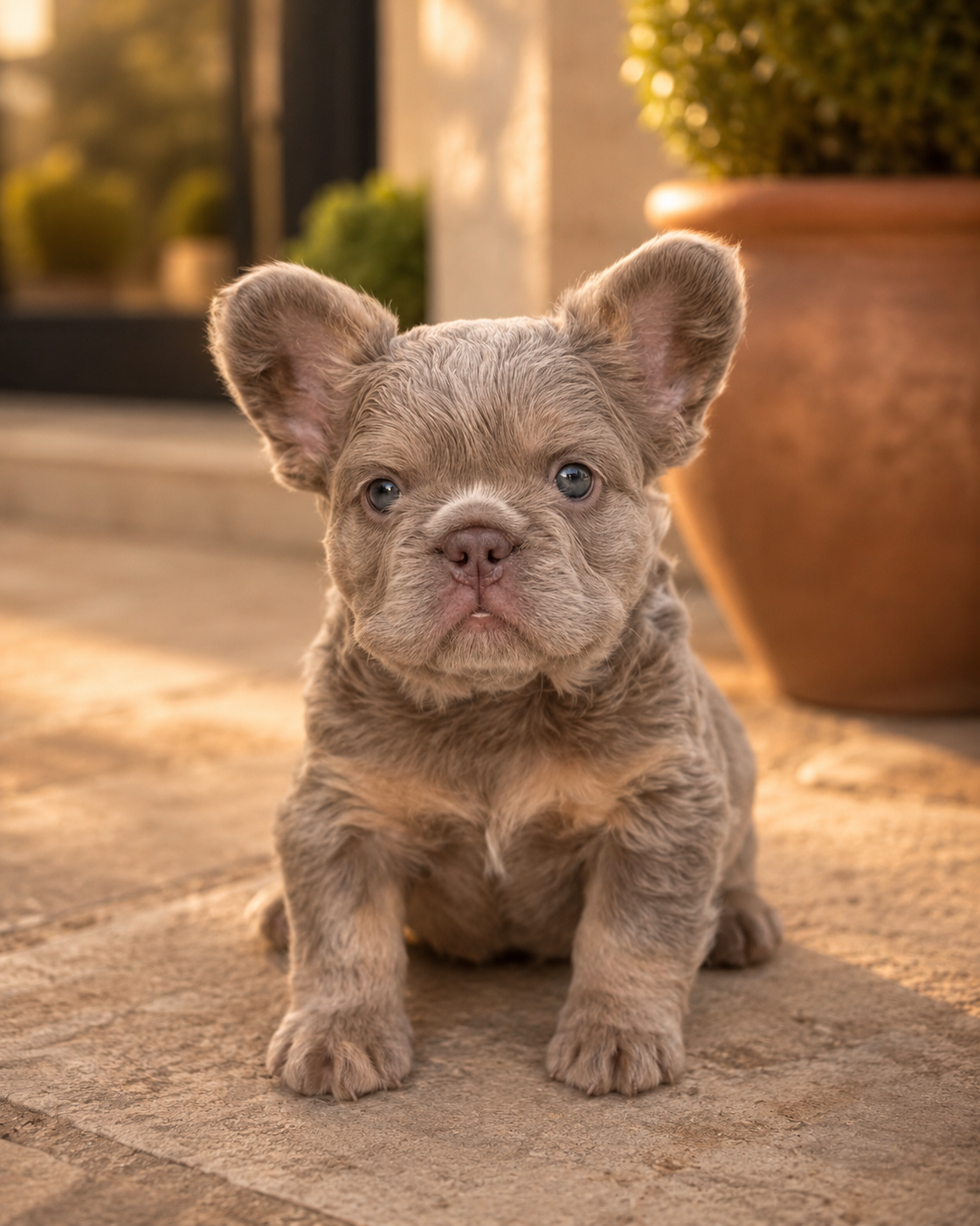Teddy bear Fluffy French Bulldog puppy raised with love.png