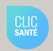 Logo bleu avec texte blanc 'Clic Santé'