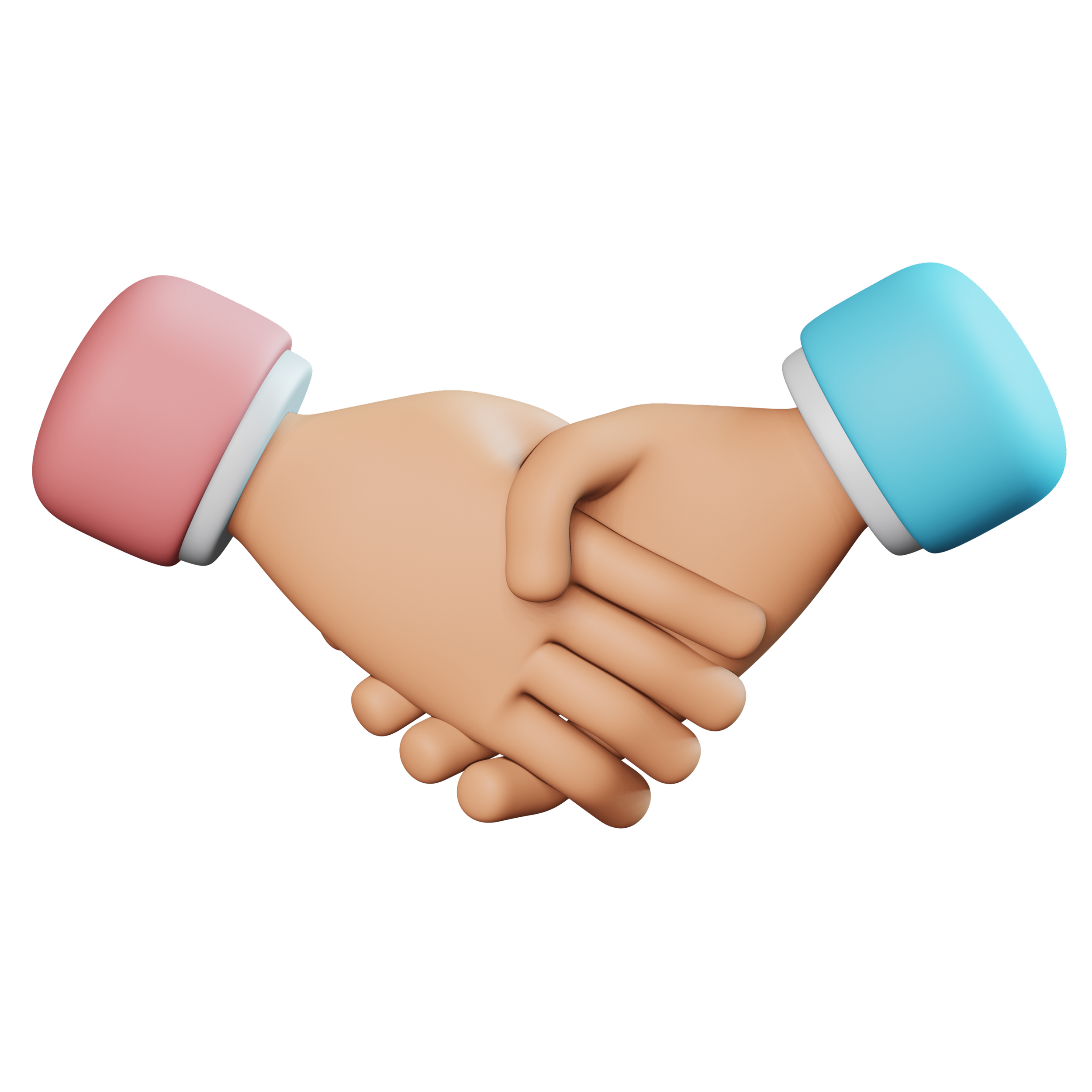C'est une illustration numérique d'une poignée de main entre deux mains avec des bracelets colorés, un rose et un bleu.