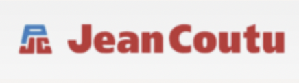 Logo de la marque Jean Coutu avec le texte en rouge et un symbole en bleu et rouge à gauche.