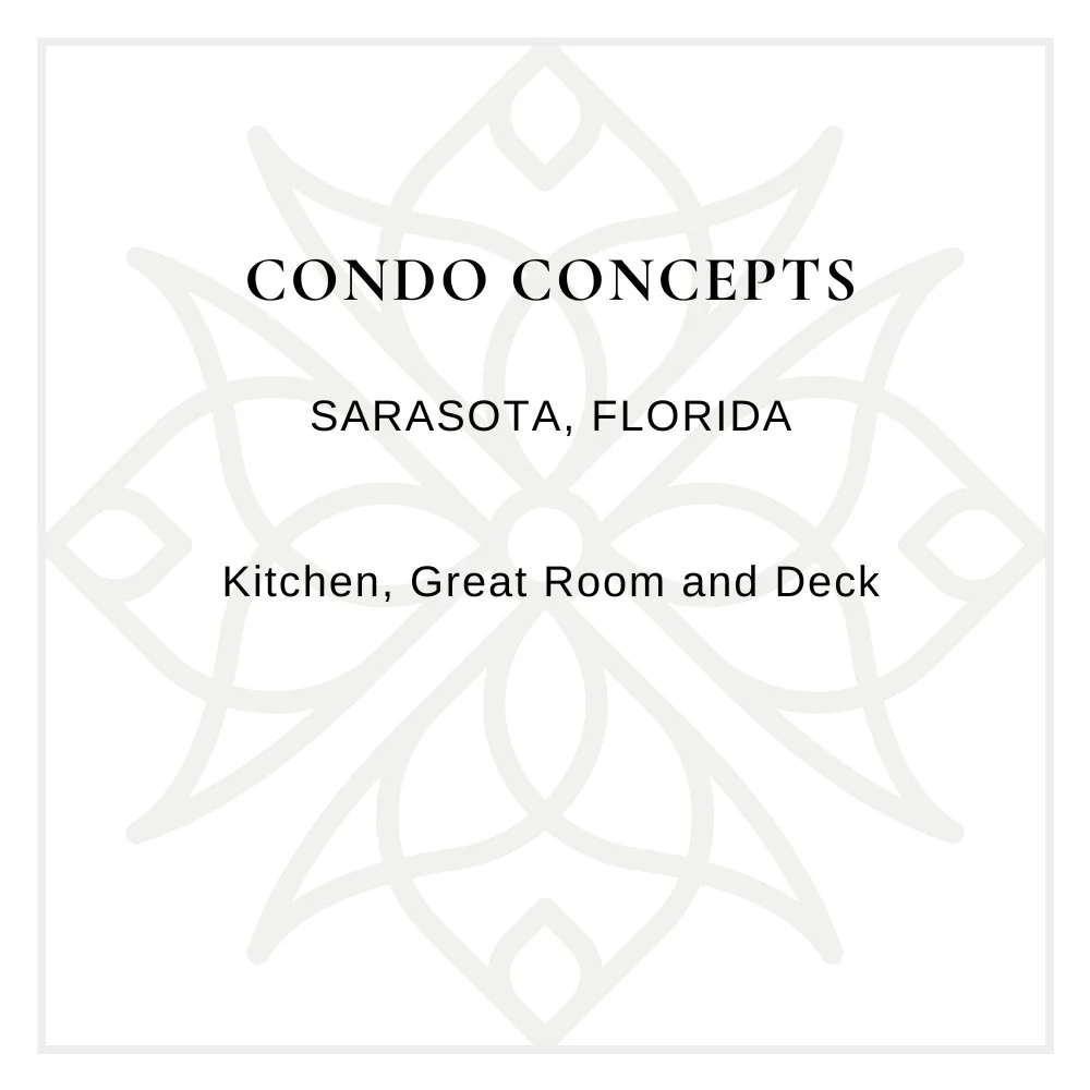 Cover page of a condo brochure for Sarasota, Florida, featuring the title "Condo Concepts" and mentioning the kitchen, great room, and deck.