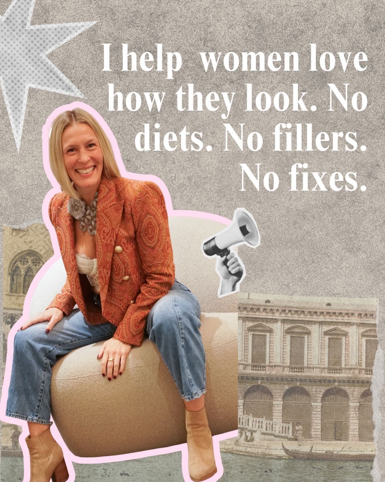 Here you go. Clean, direct, impossible to miss.

I help women love how they look.
No diets. No fillers. No fixes.

If you get naked and feel insecure or anxious.
If you look in the mirror and think, &ldquo;I&rsquo;m fucking disgusting,&rdquo; or &ldq