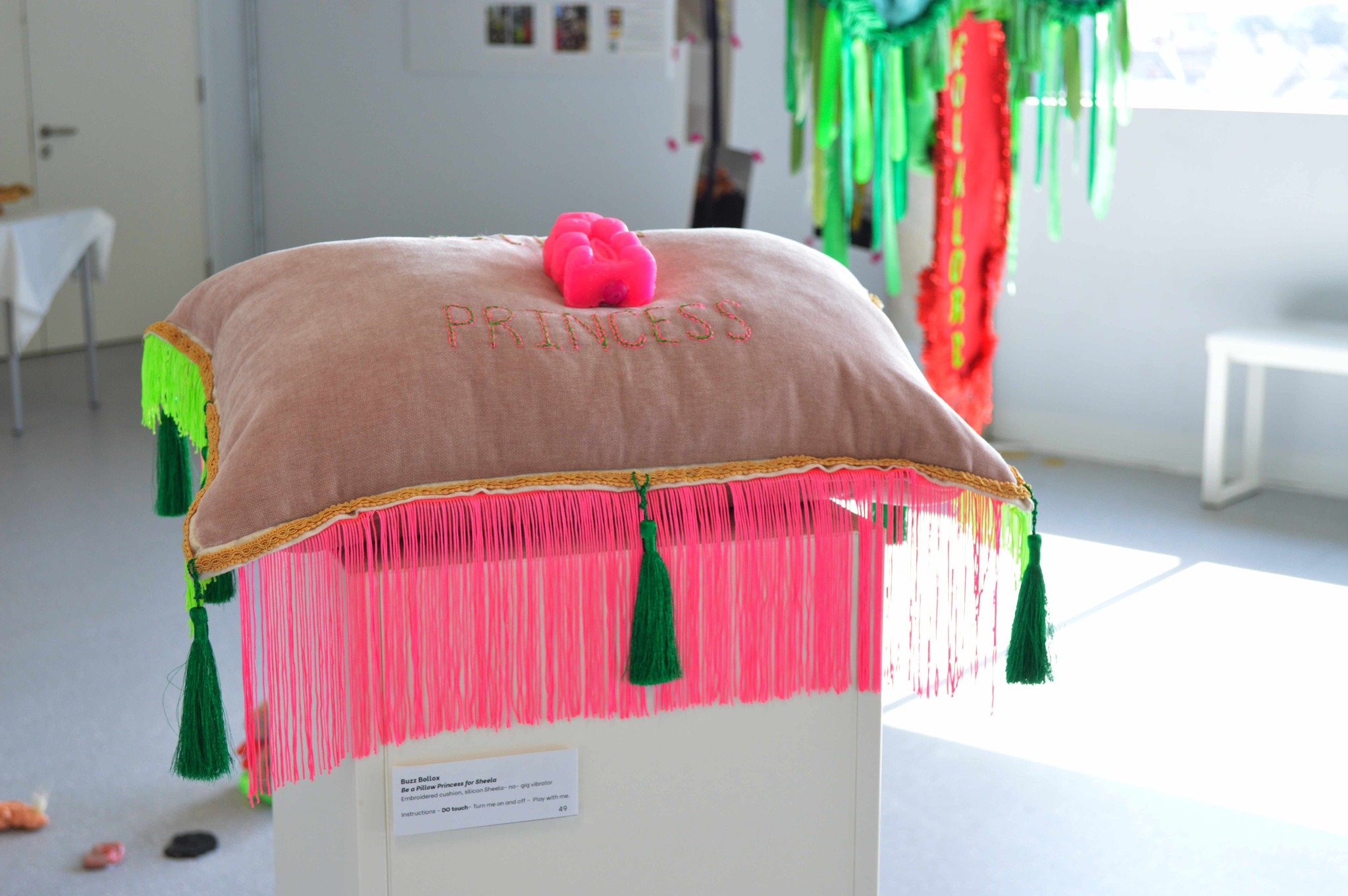 Be a Pillow Princess for Sheela by Buzz Bollox @buzzbollox 

Visitors were invited to interact with the vibrating Sheela-na-gig : DO touch- Turn me on and off -  Play with me.

📸 1. TLC, others @phoebewingrove