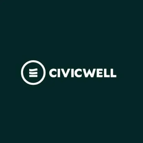 CivicWell logo with text and icon on a dark background