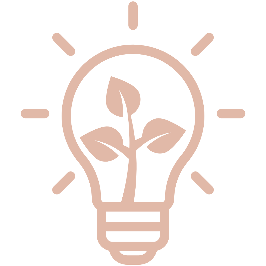 Light bulb icon with a plant inside, representing eco-friendly or sustainable ideas.