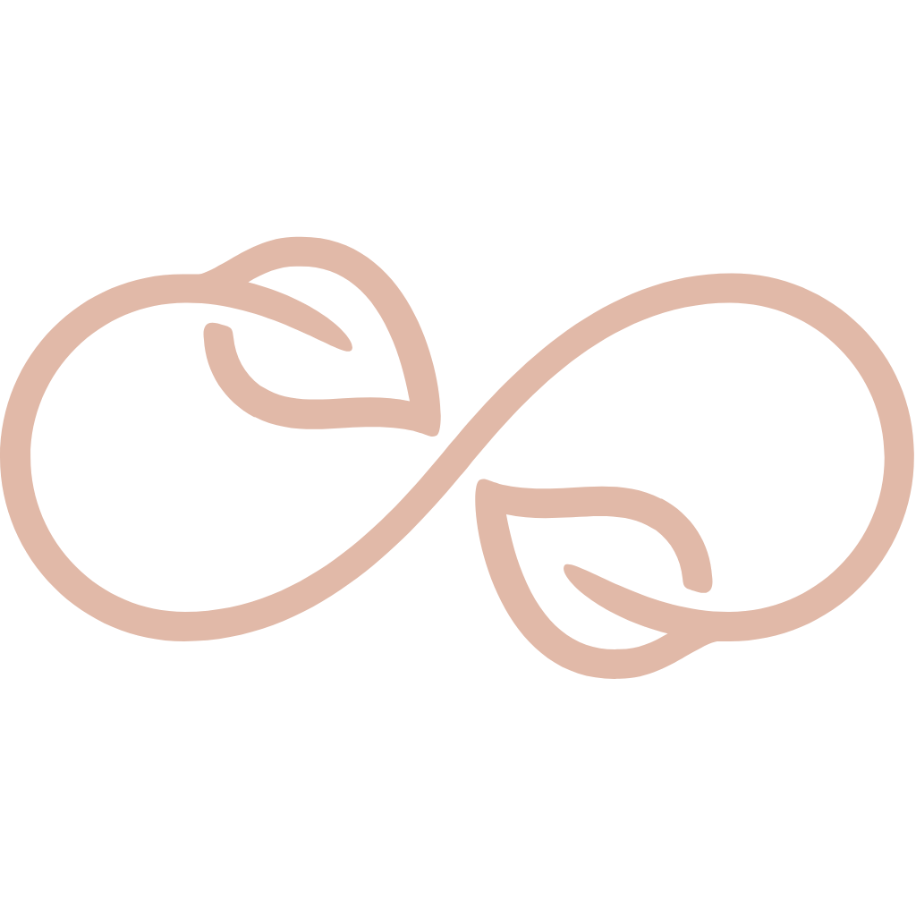 Stylized line drawing of two coffee beans connected by a continuous line.