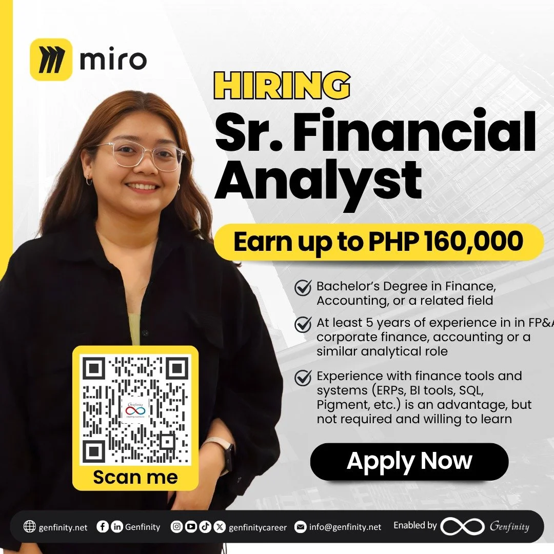 🚀 𝗠𝗶𝗿𝗼 𝗶𝘀 𝗛𝗶𝗿𝗶𝗻𝗴!

💼𝗦𝗲𝗻𝗶𝗼𝗿 𝗙𝗶𝗻𝗮𝗻𝗰𝗶𝗮𝗹 𝗔𝗻𝗮𝗹𝘆𝘀𝘁
💰𝗘𝗮𝗿𝗻 𝘂𝗽 𝘁𝗼 𝗣𝗛𝗣 𝟭𝟲𝟬,𝟬𝟬𝟬 (𝘥𝘦𝘱𝘦𝘯𝘥𝘪𝘯𝘨 𝘰𝘯 𝘦𝘹𝘱𝘦𝘳𝘪𝘦𝘯𝘤𝘦) 

✅ Bachelor&rsquo;s Degree in Finance, Accounting, or a related field
✅ At leas