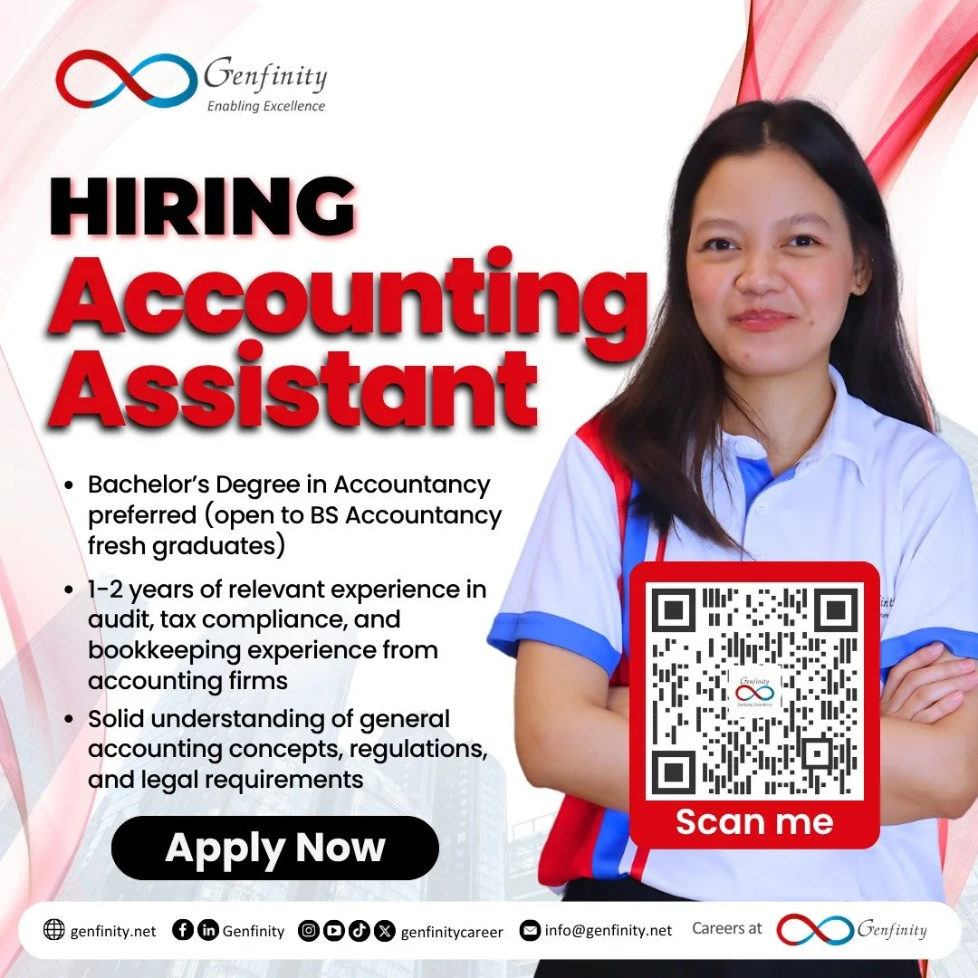 𝗪𝗲'𝗿𝗲 𝗛𝗶𝗿𝗶𝗻𝗴: 𝗔𝗰𝗰𝗼𝘂𝗻𝘁𝗶𝗻𝗴 𝗔𝘀𝘀𝗶𝘀𝘁𝗮𝗻𝘁

𝗤𝘂𝗮𝗹𝗶𝗳𝗶𝗰𝗮𝘁𝗶𝗼𝗻𝘀:
✅Bachelor&rsquo;s Degree in Accountancy preferred (open to BS Accountancy fresh graduates)
✅1-2 years of relevant experience in audit, tax compliance, and 