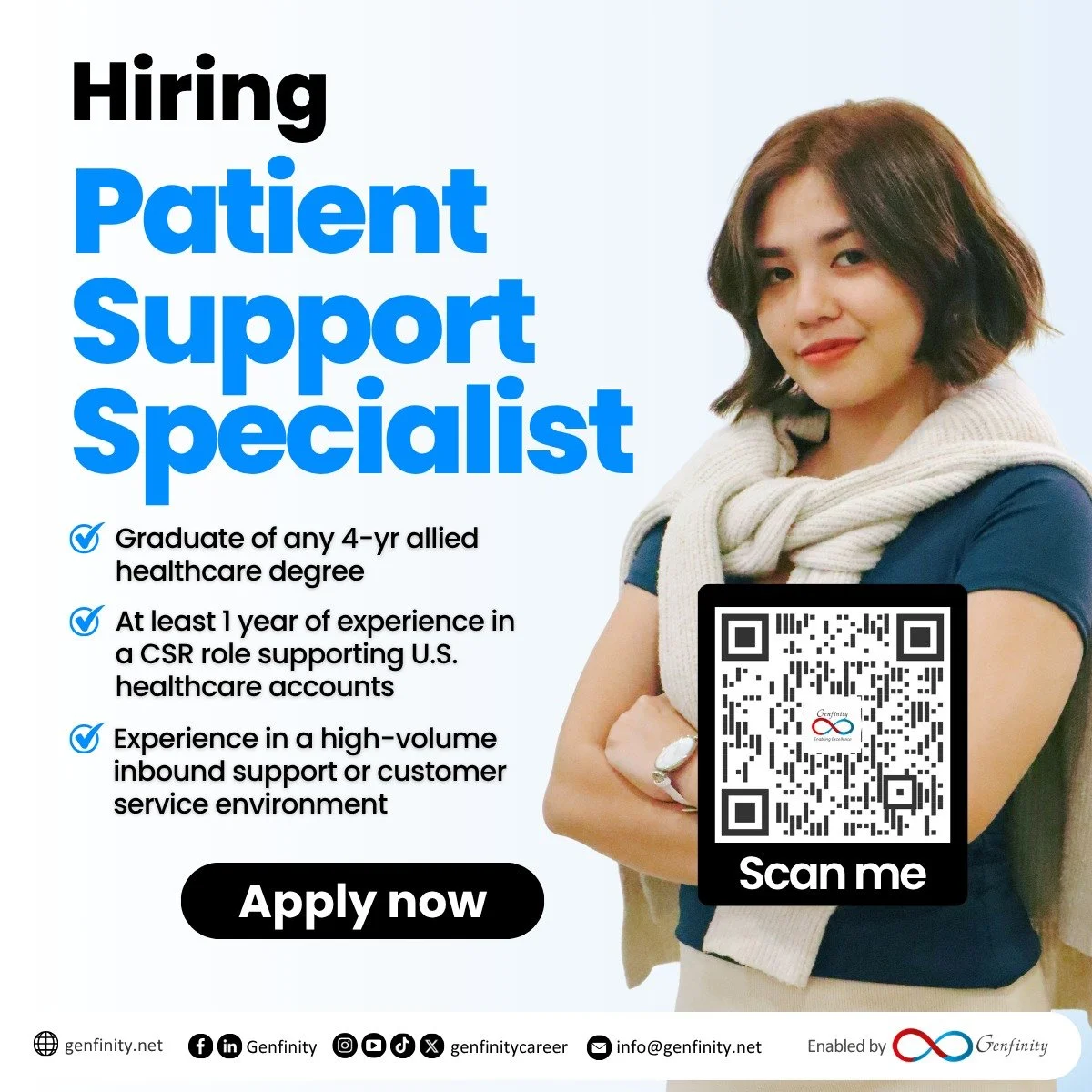 𝗢𝗻𝗲 𝗼𝗳 𝗼𝘂𝗿 𝗖𝗹𝗶𝗲𝗻𝘁𝘀 𝗶𝘀 𝗛𝗶𝗿𝗶𝗻𝗴:

💼𝗣𝗮𝘁𝗶𝗲𝗻𝘁 𝗦𝘂𝗽𝗽𝗼𝗿𝘁 𝗦𝗽𝗲𝗰𝗶𝗮𝗹𝗶𝘀𝘁

𝗤𝘂𝗮𝗹𝗶𝗳𝗶𝗰𝗮𝘁𝗶𝗼𝗻𝘀:
✅Graduate of any 4-year allied healthcare degree
✅At least 1 year of experience in a CSR role supporting U.S. he