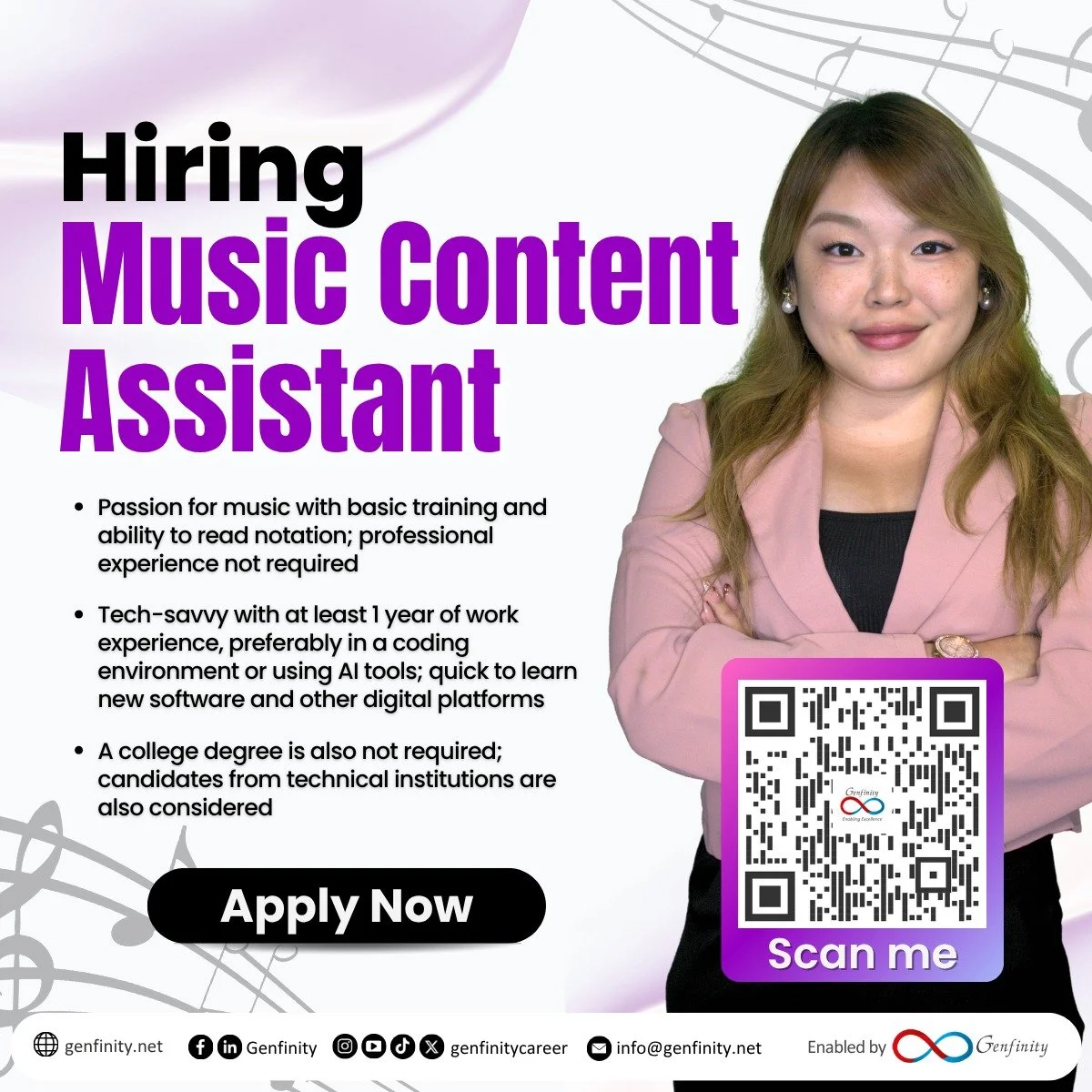 𝗢𝗻𝗲 𝗼𝗳 𝗼𝘂𝗿 𝗰𝗹𝗶𝗲𝗻𝘁𝘀 𝗶𝘀 𝗵𝗶𝗿𝗶𝗻𝗴!

Turn your passion for music into a career! 🎵

We&rsquo;re looking for a 𝗠𝘂𝘀𝗶𝗰 𝗖𝗼𝗻𝘁𝗲𝗻𝘁 𝗔𝘀𝘀𝗶𝘀𝘁𝗮𝗻𝘁 who is enthusiastic about music and ready to support content creation and orga