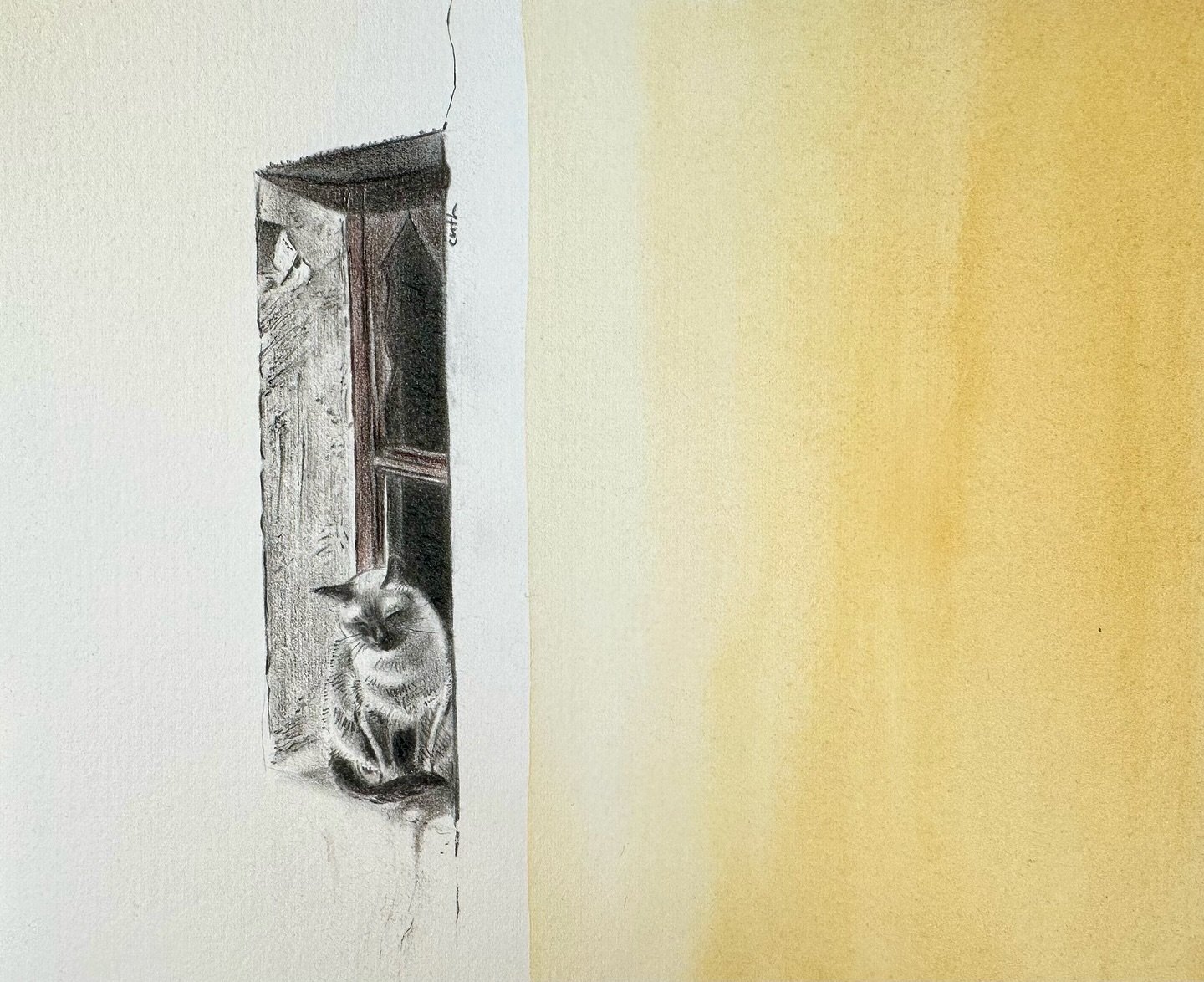 A tiny drawing (because sometimes that&rsquo;s all I have time for).

Pencil and watercolour on paper,
21 x 17 cm
.
.
.
.
.
.
.
#pencildrawing #pencilsketch #catdrawing #catsketch #quicksketch #pencilonpaper #graphitedrawing #pencilandwatercolour #3B