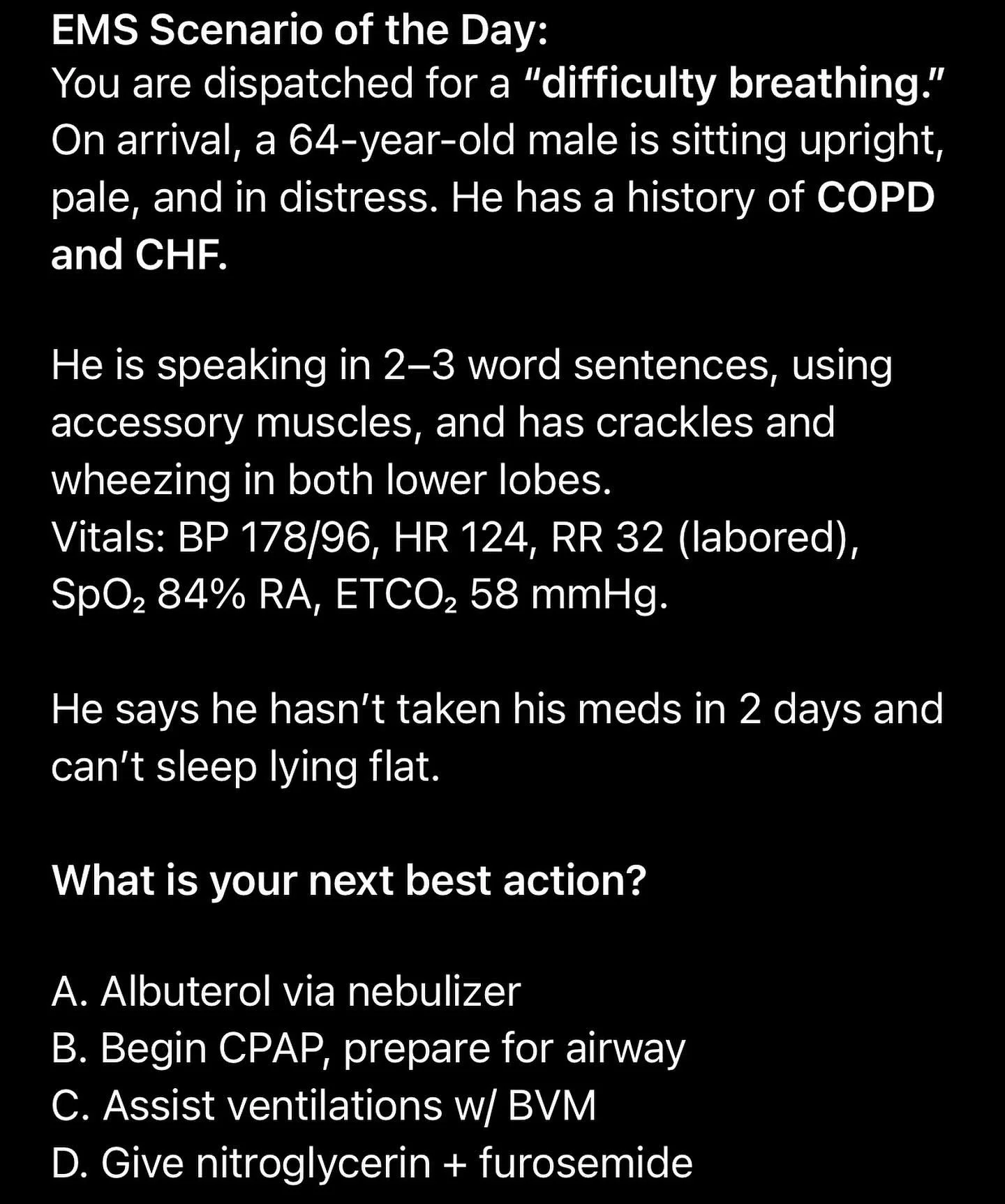 Answer in the comments. 

#EMSLife
#EMT
#Paramedic
#EMR
#FirstResponder
#PreHospitalCare
#SavingLives
#MedicMindset
#EMSStrong
#AmbulanceLife
#FieldMedicine