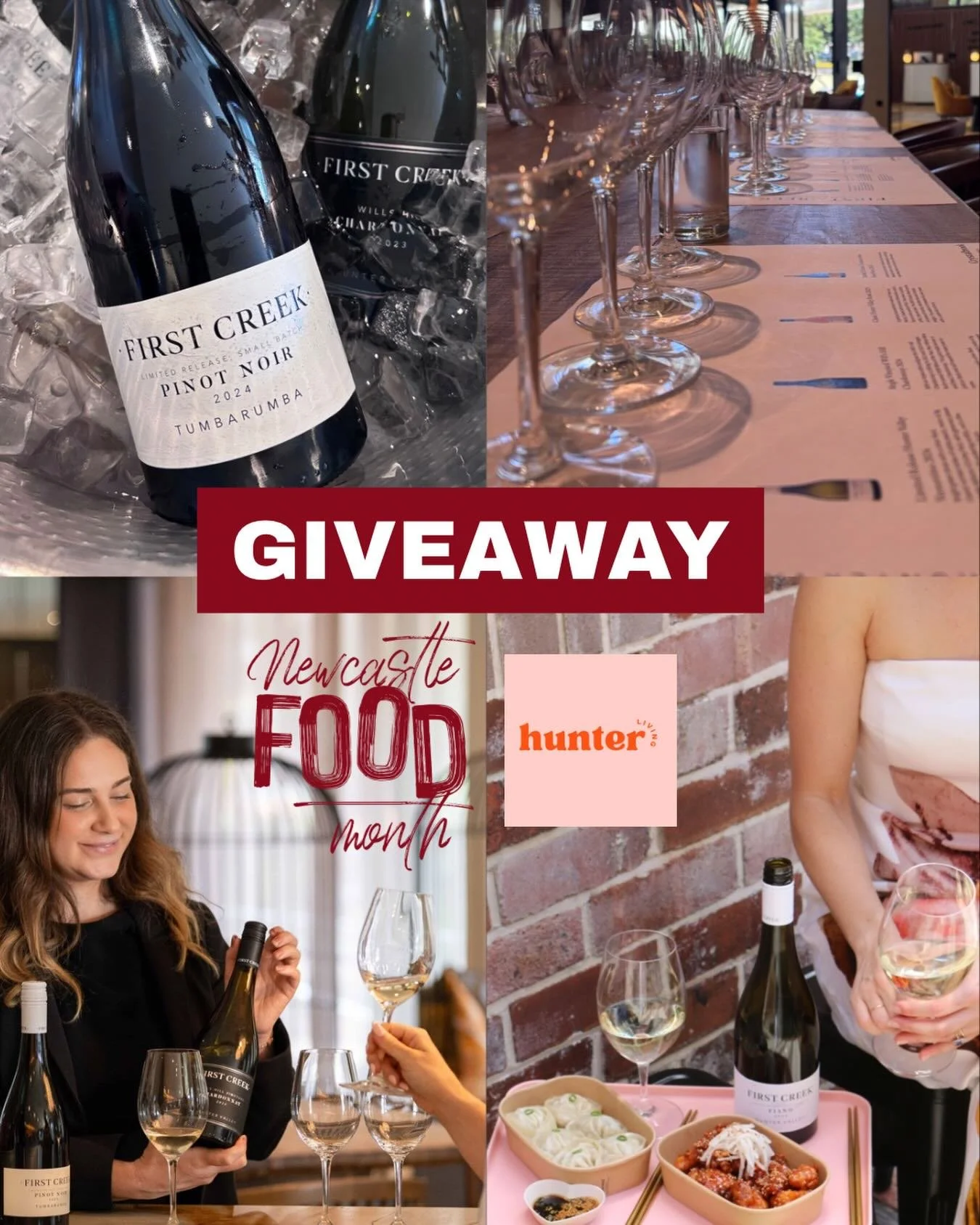 Newcastle food month starts tomorrow! 🍽️ To celebrate, we&rsquo;re giving away 5 x double passes to First Creek Cellar Door in the City! 🥂 This is on every Thurs-Sun in April at Ms Mary inside @crystalbrookkingsley.🍷

How to enter: 
1. LIKE this p