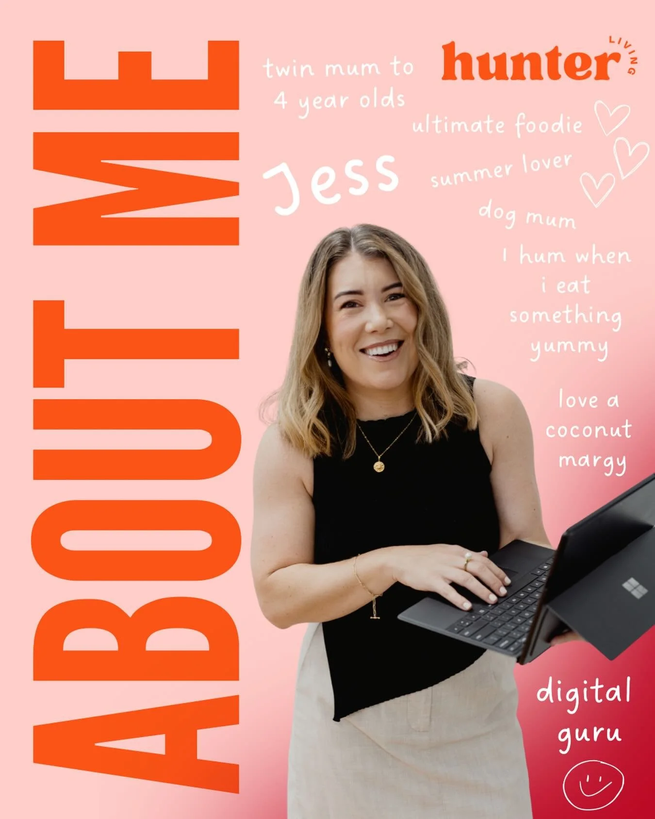 Thought it was about time I introduced myself! ✨

Hi, I&rsquo;m Jess! 👋🏼 A proud wifey, lucky mum of 4 year old old twins &amp; a fur baby, the ultimate foodie, summer lover, digital guru, coffee obsessed and love a margy! ☕️🍋&zwj;🟩🥥 

I grew up