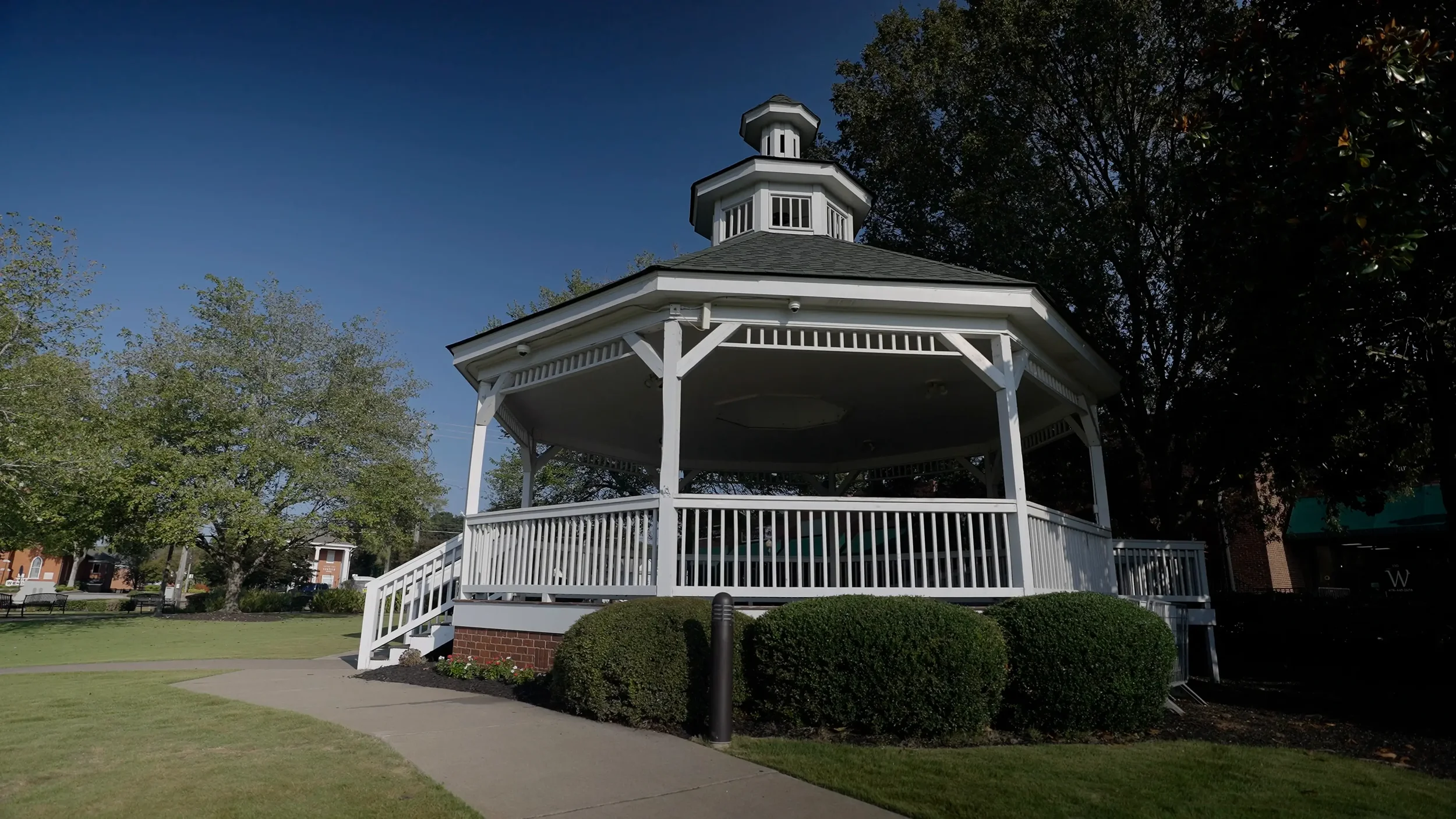 Gazebo and surrounding landscape design in Downtown Woodstock, GA