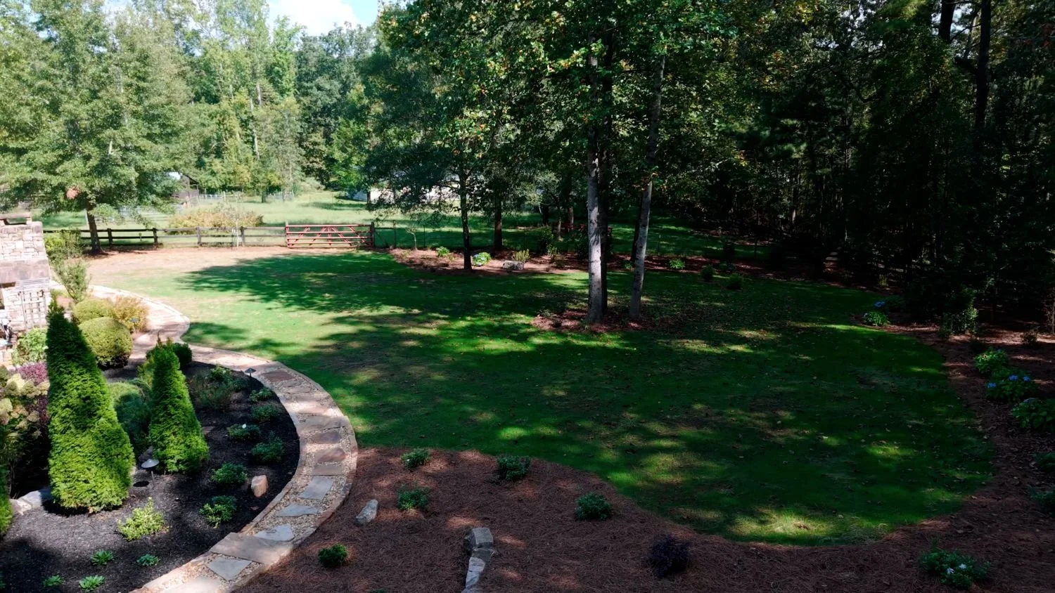 Natural garden transition with lawn care and planting in East Cobb, GA