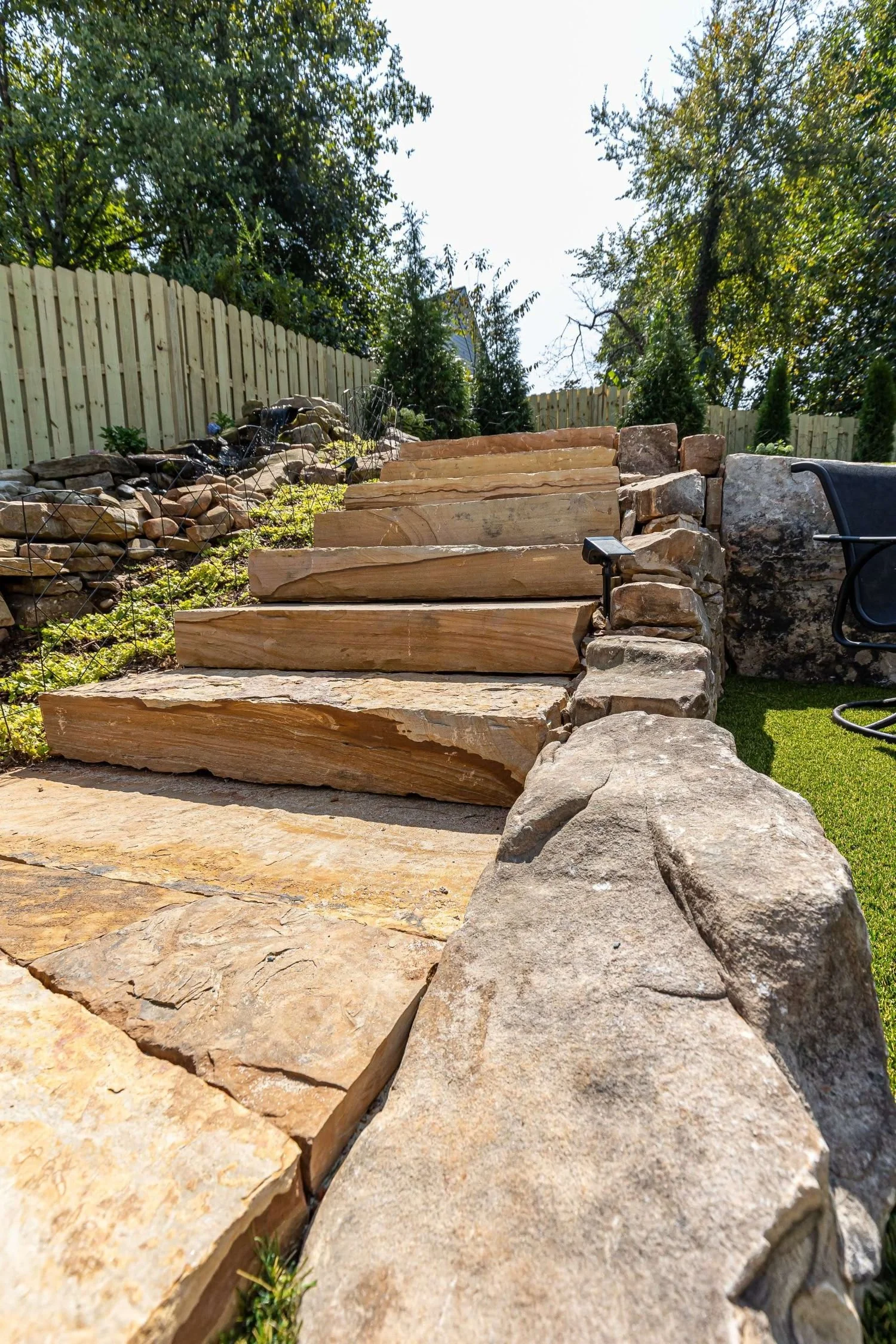 Landscape stairs providing access on sloped yard in Ball Ground, GA