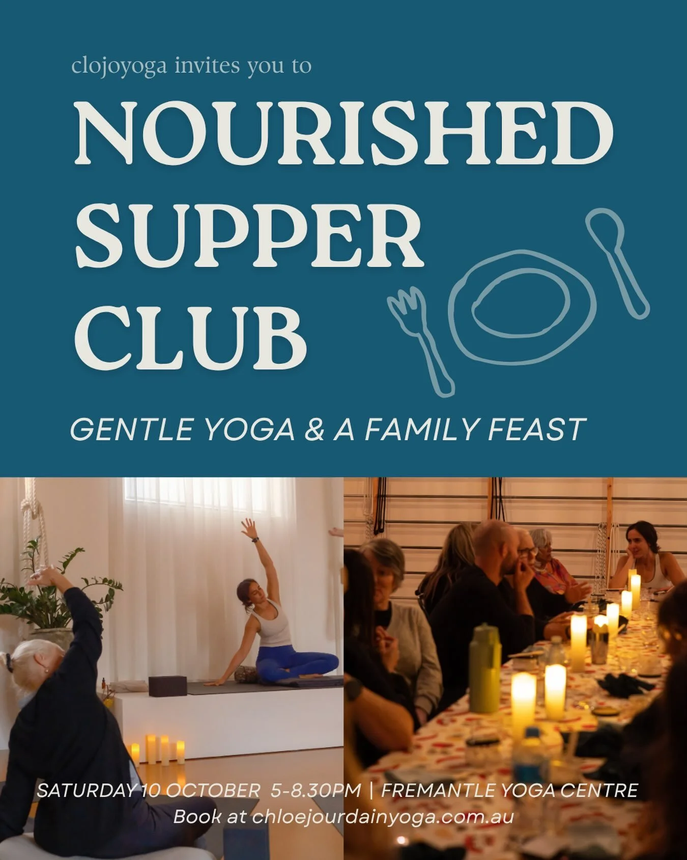 NOURISHED SUPPER CLUB

10 October 2026 5-8.30pm ✨ (second last one for 2026) @fremantleyoga 

I've been on holiday for 5 weeks and have a few days left (it's been the best) but turns out the next yoga and supper club is in 4 weeks soo I need to tell 