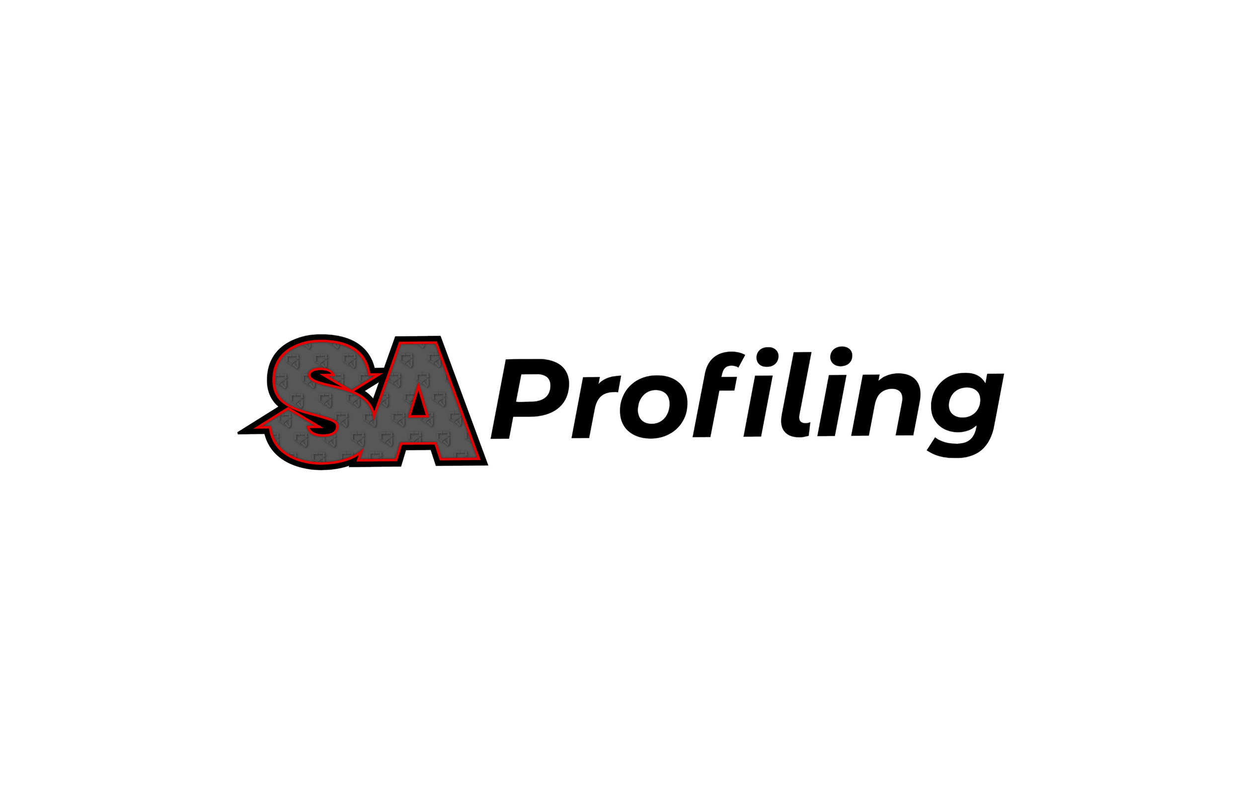 "SA Profiling" logo with bold red outline on white background.