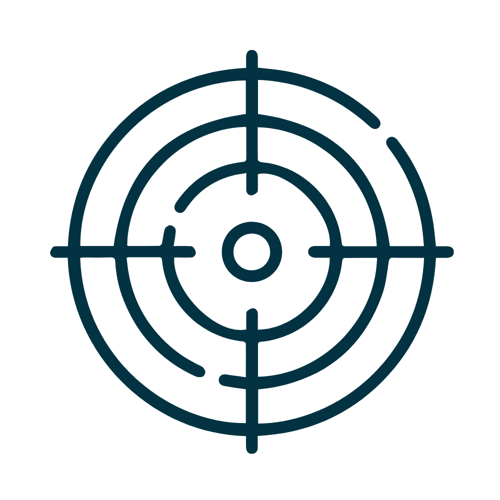 Target with concentric circles and crosshairs, representing a radar or aiming device.